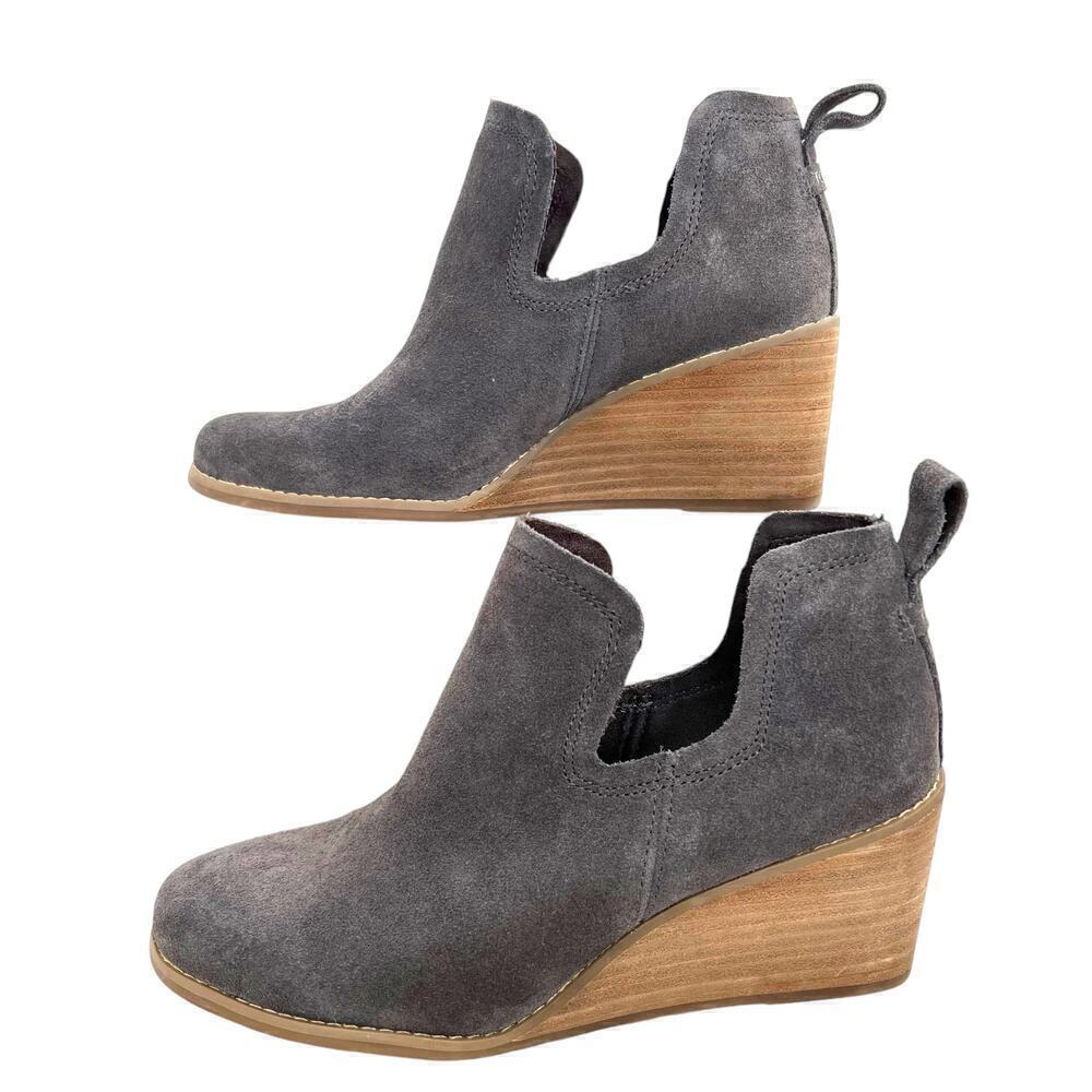 TOMS Kallie Wedge Bootie in Gray Women's Size 7.5